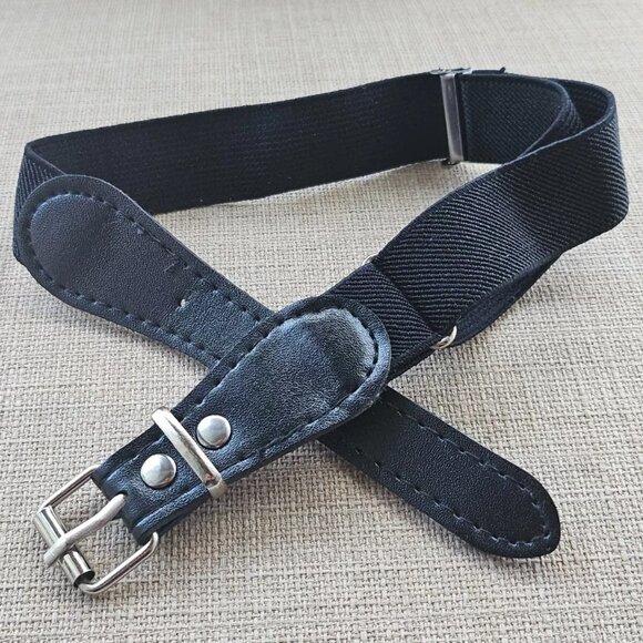 Dog Collar Vegan Faux Leather Black Silver Tone Buckle Pet Collar Adjustable - Picture 1 of 9